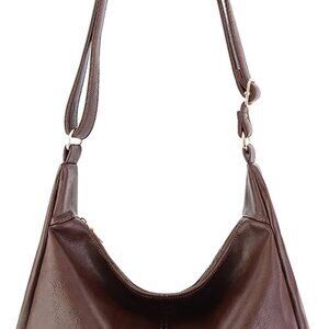 Ultra-Soft Vegan Leather Women’s Hobo Bag, Adjustable Crossbody Tote - Brown
